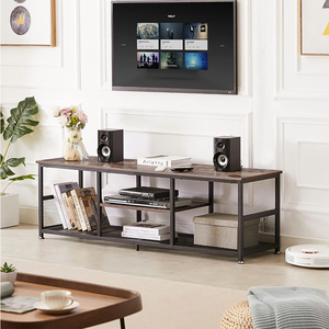 Soporte de TV industrial para televisores, sala de estar abiertos para estantes de almacenamiento/dormitorio, mesa de consola multimedia de 3 niveles con marco de metal - Product Image 5