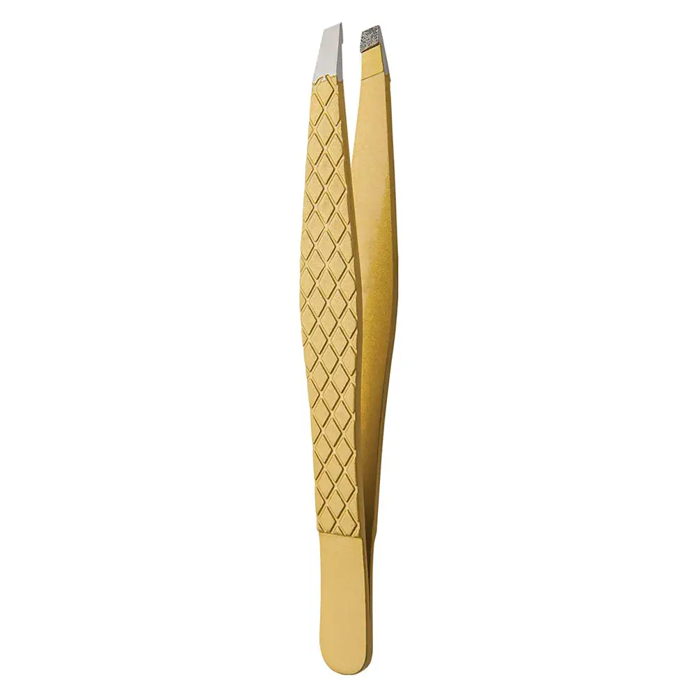 Hot Sale Best Lash Tweezers Fiber Tips Professional Eyelash Extension Titanium Gold Series Slant Tip Tweezer