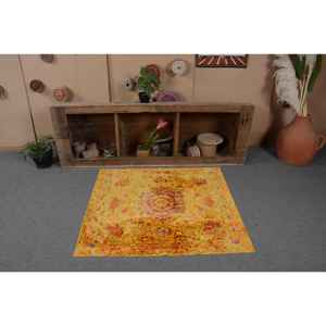 Alfombra de área grande turca vintage, diseño clásico de retazos amarillo y rojo, Tabriz de látex de lana rectangular de 9x12 para pasillo, alfombra para habitación - Product Image 4