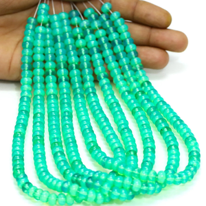 Hermosas Cuentas de Cuarzo Verde Esmeralda en Forma de Rondel Liso, Cuentas de Piedra Preciosa de Cuarzo de Color Verde de 7-8 mm, Calidad AA - Product Image 1