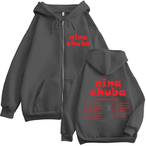 Nina Chuba Arena Tour 2025 Sudadera con cremallera Hombres Mujeres Hip Hop Chaqueta de gran tamaño Sudadera Moda Alta calidad Fleece Zipper Hoody - Product Image 4