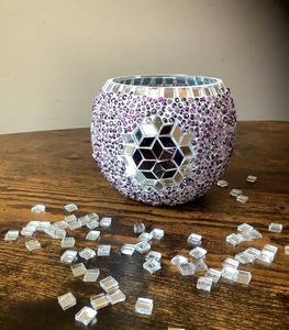 Décoration d'intérieur, mosaïque de verre attrayante, bougeoir classique, pot à bougie et récipient à bougie, fait à la main - Product Image 6