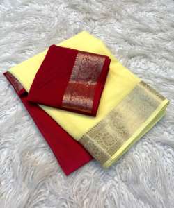 Sari de seda de gasa suave para mujer con borde jacquard y diseño de sombreado superior con blusa a juego, hecho en India - Product Image 2