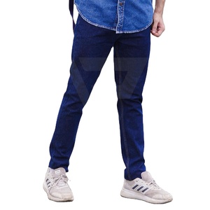 กางเกงยีนส์ขาตรงยืดสีฟ้าเข้มสำหรับผู้ชายกางเกงยีนส์เข้ารูปพอดีตัวออกแบบได้ตามต้องการเทรนด์ใหม่ใส่สบายโลโก้แฟชั่น - Product Image 2