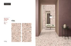 Carreaux de porcelaine indiens de qualité supérieure, aspect terrazzo rose de Turin, surface sculptée - Product Image 2