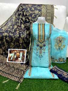 Última Colección de Shalwar Kameez de Chifón Pakistaní, Traje Elegante de Cuero Genuino Personalizado de Alta Calidad para Mujer, Ropa de Fiesta - Product Image 4