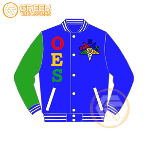 Customized Order Eastern <b>Star</b> Cotton Fleece Embroidered Varsity <b>Jacket</b> OES Breathable Quick Dry Zipper Closure Stand Women's - Product Image 2