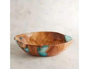 Bol à fruits en résine incrustée de cercle en bois et résine époxy Bol à salade créatif Bol en bois décoratif Plats et assiettes - Product Image 4