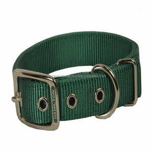 Collier de chien en nylon classique double épaisseur sur mesure dans de nombreuses couleurs avec anneau et œillets en D à boucle réglable en acier inoxydable - Product Image 1