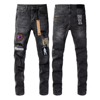 Jeans déchirés personnalisés pour hommes, style streetwear, décontractés, hip-hop, rétro, en denim vieilli, grandes tailles, taille mi-haute, boutonnés