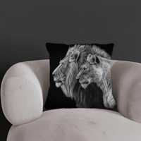 Almohada con Estampado de Pareja de Leones, Decoración Ecológica de Vida Silvestre Majestuosa, Extraíble y Lavable, Adorno Moderno/Vintage para Sofá, Regalo Personalizado