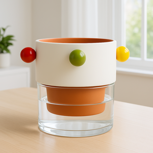 Jardinière à arrosage automatique durable et écologique <span class=keywords><strong>en</strong></span> céramique mignonne sculptée à la main Pot de fleur décoratif d'intérieur Système d'arrosage paresseux pour la maison - Product Image 5