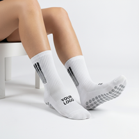 Chaussettes de sport unisexes pour le football, avec grip, semelle en tissu éponge épaisse, motif à pois, logo personnalisé, matière Coolmax, écologiques, respirantes, silicone