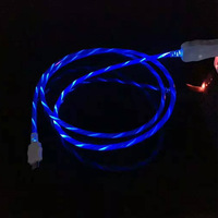 Kabel Data USB isi daya cepat, kabel Data USB 1m dengan lampu LED, kabel Streamer pengisian daya Cepat