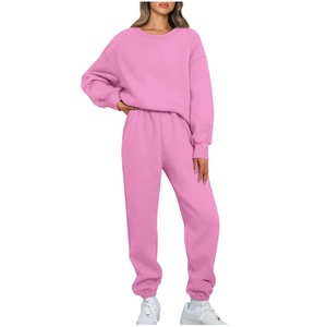 Conjunto de sudadera con capucha y Jogger de estilo informal para mujer de gran tamaño, jersey con logotipo personalizado, chándal, sudaderas, pantalones de chándal, opción en blanco barata - Product Image 3