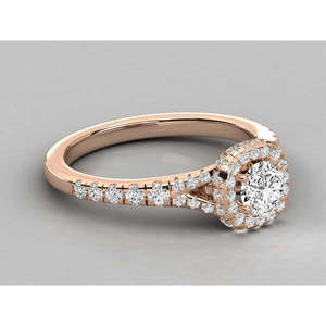 Bague solitaire en or 18 carats avec diamant rond brillant pour femme - Product Image 2
