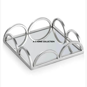 ถาดเสิร์ฟอาหารโลหะสไตล์อินเดียสำหรับวางบนโต๊ะสแตนเลสสุดหรูถาดใส่ขนมผลไม้ขนมหวานบนโต๊ะ - Product Image 1