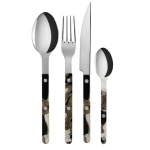 Juego de cubiertos de metal de acero inoxidable con mango de resina para cena, almuerzo, fiesta, cuchara, tenedor, cuchillo, diseño personalizado moderno - Product Image 3