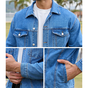 Chaqueta de Mezclilla de Alta Calidad para Hombre, Venta al Por Mayor, Chaqueta de Invierno Ajustada de Mezcla de Algodón, Chaqueta Casual de Moda con Botones - Product Image 6