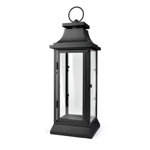 Linterna de Metal con revestimiento negro, linterna duradera de alta calidad, elegante para el hogar, interior, exterior, uso de iluminación para acampar - Product Image 1