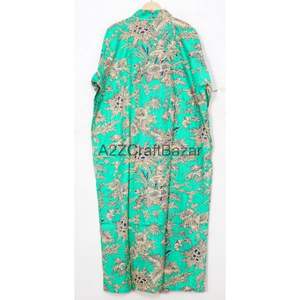 Bata de Baño de Algodón Puro Hecha a Mano en India, Estampado Floral, Cómoda Ropa de Dormir, Vestido Largo - Product Image 6