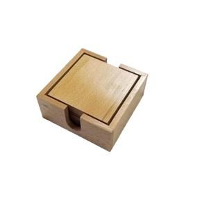 Sous-verres modernes en bois d'acacia carré, lot de 4, personnalisés, épaisseur personnalisée, écologiques, logo personnalisé pour le thé, les boissons - Product Image 2