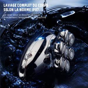 Kit de rasoir électrique pour homme 5-en-1 avec tête rotative, étanche IPX7, rechargeable, utilisation humide/sèche, tondeuse à nez et affichage LED - Product Image 2