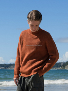 Suéter de cuello simulado grueso suelto para hombre, suéter de colores personalizados, sudaderas informales de invierno de gran tamaño, ropa de punto para mantener el calor en la parte delantera - Product Image 4