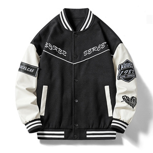 AS Fabricants de vêtements Logo personnalisé et impression Veste universitaire Letterman à manches en cuir PU pour hommes - Product Image 2