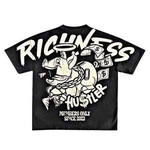 Camiseta de algodón 100% con hombros descubiertos para hombre, camisetas Gaphic al mejor precio, camiseta cuadrada con estampado personalizado holgado y de cuello simulado - Product Image 4