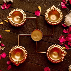 Exquisite Swastik Diyas Metal Home Decor with Sacred Beauty Radiating Positive Energy for Festivities - Product Image 4