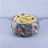 Casserole en acier inoxydable doré, isolée, durable, antiadhésive, avec motif mosaïque, bol de service, couvercle, forme bombée