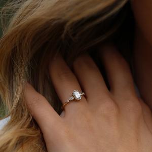 10x8mm ovale coupe blanc CZ bague de fiançailles trois pierres bande de mariage pour les femmes argent mariée anniversaire bijoux diamant pierre principale - Product Image 4