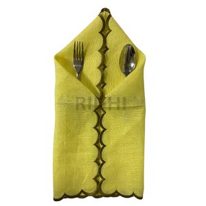 Serviettes brodées festonnées en lin pur vert 100 % coton, tendance, pour fêtes à domicile, événements de mariage, style ferme, cadeaux pour demoiselles d'honneur - Product Image 5