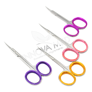 Tijeras profesionales para cutículas, mango colorido Extra afilado, tijeras de manicura de acero inoxidable, tijeras de precisión para uñas con logotipo personalizado - Product Image 5