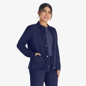 Veste de gommage d'hôpital de haute qualité pour les infirmières Style de jogging confortable avec col côtelé élégant pour vestes d'uniformes - Product Image 5