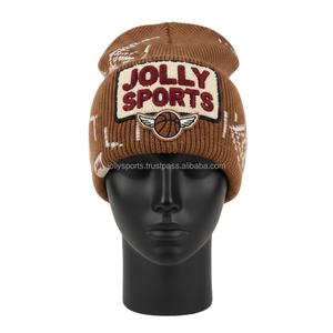 Gorro de Punto Acrílico Elástico de Alta Calidad para Mujer, 320 g/m², Color Marrón, con Logotipo Bordado Personalizado, Gorro Jacquard - Product Image 6