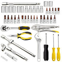 Jeu de douilles de 51 pièces, 1/4 pouce, acier au chrome-vanadium, boîte à outils portable pour la réparation automobile, le bricolage à domicile, l'entretien