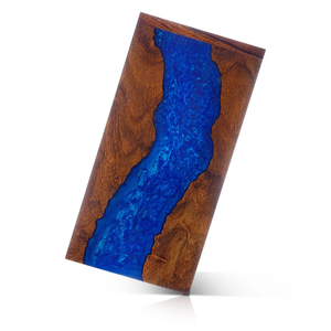 Handcrafted Rosewood & Blue Resin Cremation Urn: Elegant <b>Memorial</b> <b>Keepsake</b> - Product Image 2