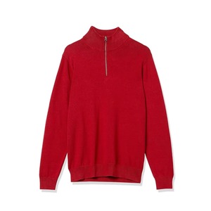 เสื้อสเวตเตอร์ถักไหมพรมคุณภาพสูงแบบซิปครึ่งตัวสำหรับทุกเพศ สีพื้น ผ้าฝ้าย 100% ปักลาย สำหรับฤดูหนาว - Product Image 3