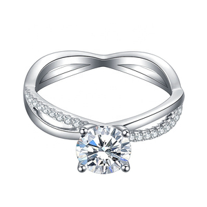 Haute qualité IGI certifié en argent Sterling or Rose trois pierres canal réglage diamant bague de fiançailles pour les femmes mariage - Product Image 3