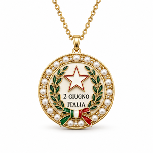 Brass Necklace Italian Architecture Pendant Enamel Republic Day Commemorative Landmark Anniversary Jewelry Gift Wholesale - Product Image 4