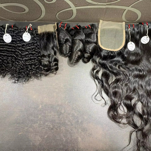 Venta al por mayor 100% extensiones de cabello humano crudo ondulado indio paquetes de encaje frontal de 8 \ "a 40 \"-Mejor precio - Product Image 1