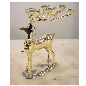 <b>Black</b> <b>Polished</b> Aluminium Reindeer Pillar Candle Holder For Table Top Decor Home Christmas Festival Lighting Decorative - Product Image 3