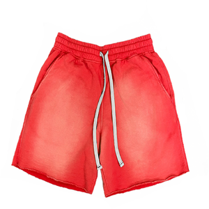 Men's Acid Washed French Terry Fleece Sweat Shorts 100% Cotton <b>Sun</b> Faded Raw Edges <b>Spray</b> Washed Stone Waxed Customized Design - Product Image 6