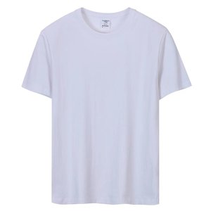 <b>Men's</b> Polyester/Cotton Half Sleeve Casual Flannel Fabric Gym T-<b>Shirt</b> Custom Eco-Friendly Breathable <b>Collarless</b> Plain Dyed Spring - Product Image 3