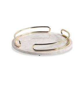 Bandeja para servir comida de mármol blanco con asas de metal, bandeja para servir comida de Ramadán de diseño antiguo a precio competitivo - Product Image 3