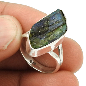 Pierre précieuse Labradorite brute en argent sterling 925 Design unique Bague à la mode Bijoux de bohème faits à la main Fournisseur de prix d'usine direct - Product Image 2