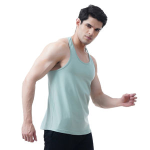 Débardeur de sport décontracté pour hommes séchage rapide couleur unie gilet de sport personnalisé entraînement physique motif 3D vierge grande taille vente en gros - Product Image 2