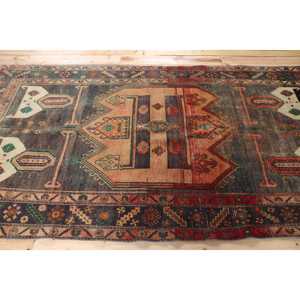 Turkish Rug, 4.7x8.6 ft Vintage Rug, <b>Brown</b> Check <b>Wool</b> Rug - Product Image 3